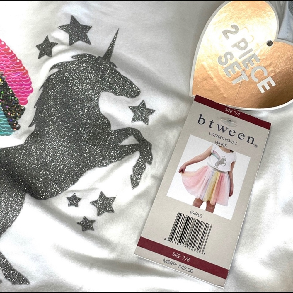 🌟SOLD BTWEEN rainbow MAGICAL Tutu Unicorn Set 7/8 NWT - Picture 3 of 11